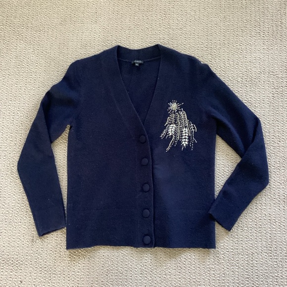 Talbots Navy Blue Embellished Cardigan - Picture 1 of 6